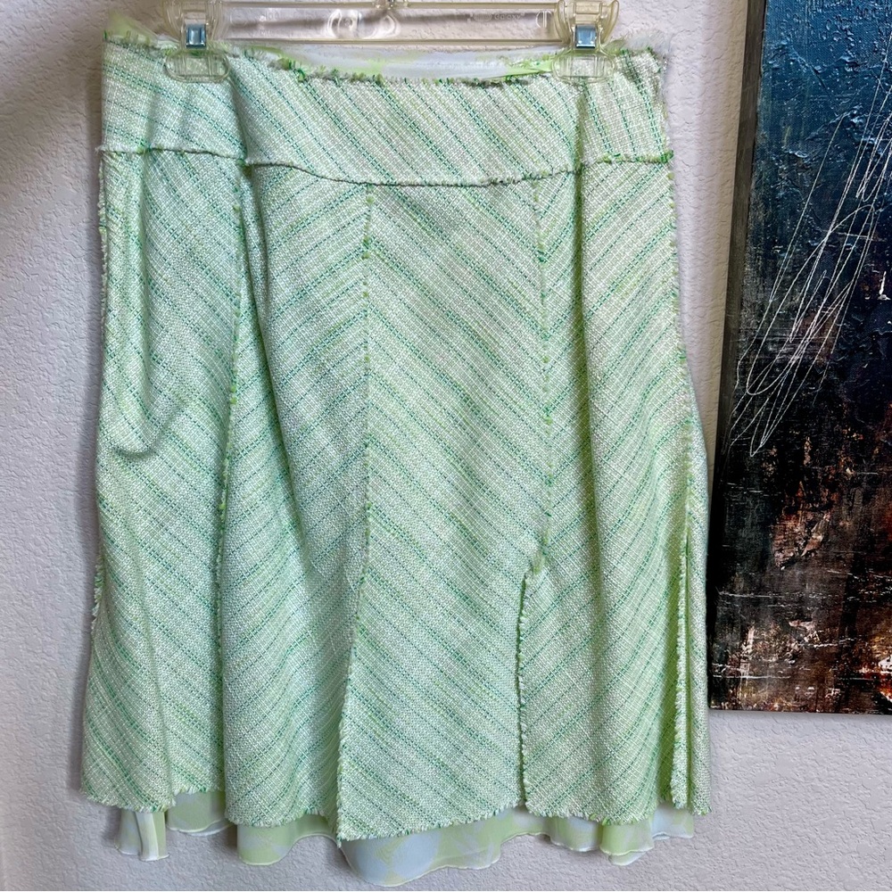 Grace Elements Lime Green Tweed Short Flounce Skirt Size 8